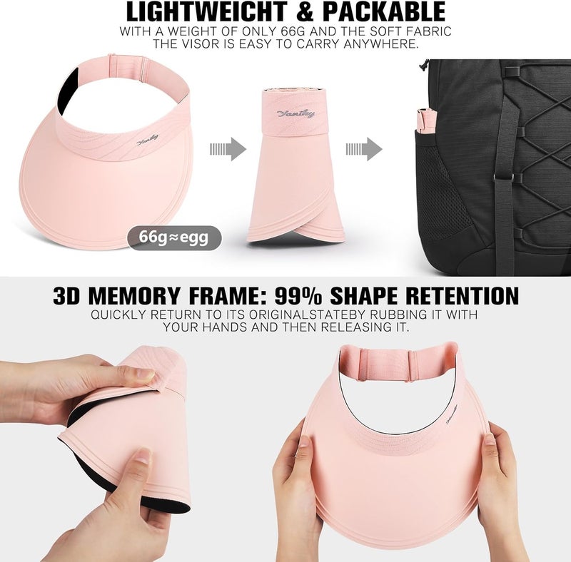 YANIKY Sun Visor for Women Wide Brim Summer UPF50+ UV Protection Seamless Sun Hats Foldable Beach Cap - Image 2